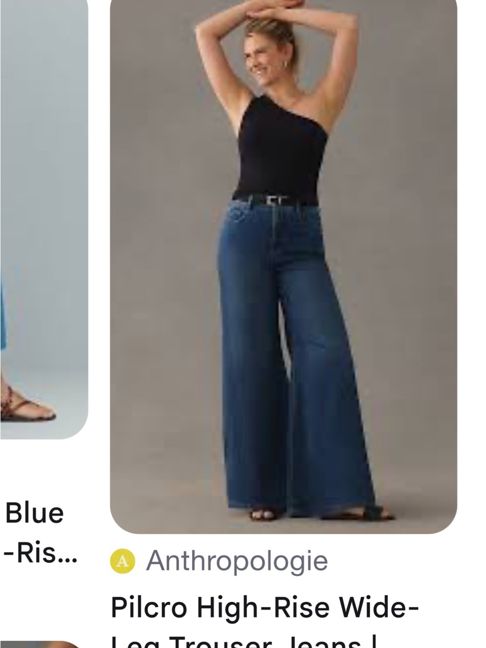 Pilcro Anthropologie High Rise Wide Leg Flare Jeans Dark Wash Size 30 - Picture 7 of 8